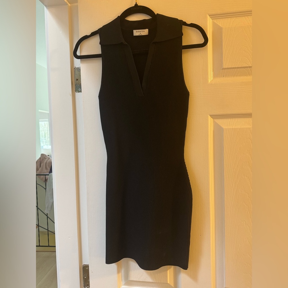 Chic Black Sleeveless Mini Dress aritzia babaton
